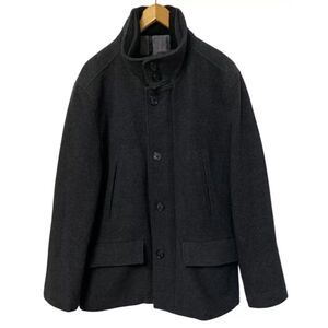 Covington Men's Wool-Blend Thick Collar Zip Button Black Jacket Size Med